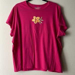 June & daisy pink tshirt with orange flower size XXL